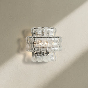 Ghiaccio Curved Glass Wall Sconce with Plated Brass Finish