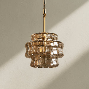 Ghiaccio Textured Glass Pendant Light with Brass or Bronze