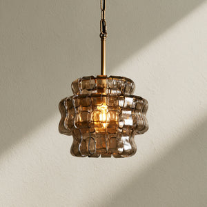 Ghiaccio Textured Glass Pendant Light with Brass or Bronze