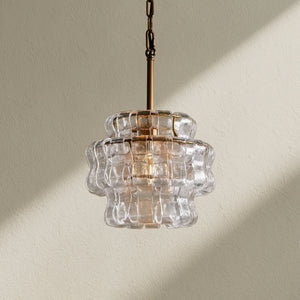Ghiaccio Textured Glass Pendant Light with Brass or Bronze
