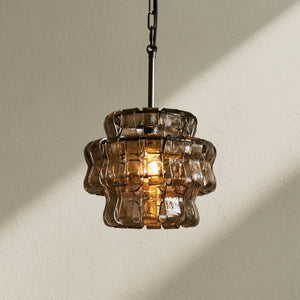 Ghiaccio Textured Glass Pendant Light with Brass or Bronze