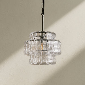 Ghiaccio Textured Glass Pendant Light with Brass or Bronze