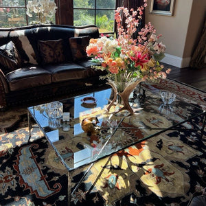 Thaddeus Forged Iron Square Glass Coffee Table