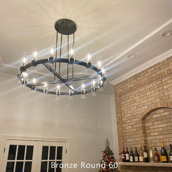 Lavelle 60-inch Round Glass Chandelier with 20 LED E12 Bulbs