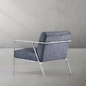 Thaddeus Retro Silver Iron Frame Track Armchair
