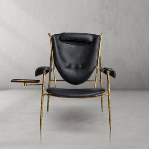 Thaddeus Enamel Wooden Plate Leather Armchair