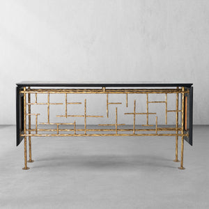Thaddeus Metal Frame Rattan Console Table