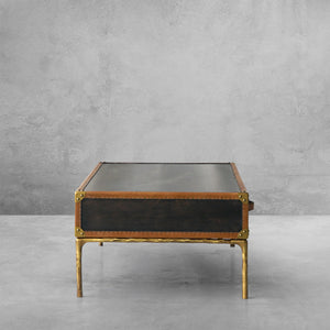 Thaddeus Vintage Leather Square Coffee Table