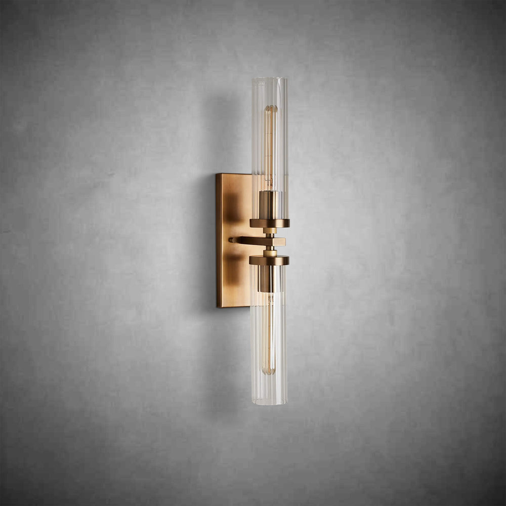Andreas 2-Light Wall Sconce Fluted Glass Shade Vintage Modern Lighting