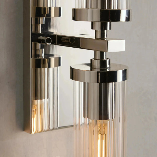 Andreas 2-Light Wall Sconce Fluted Glass Shade Vintage Modern Lighting