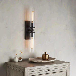 Andreas 2-Light Wall Sconce Fluted Glass Shade Vintage Modern Lighting