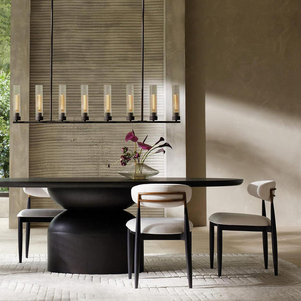 Andreas Linear Chandelier Fluted Glass Vintage Modern Dining Light
