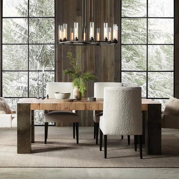 Andreas Round Chandelier Vintage Fluted Glass 10 or 12-Light Brass