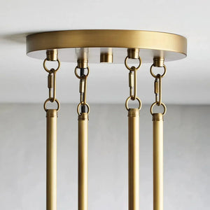 Andreas Round Chandelier Vintage Fluted Glass 10 or 12-Light Brass