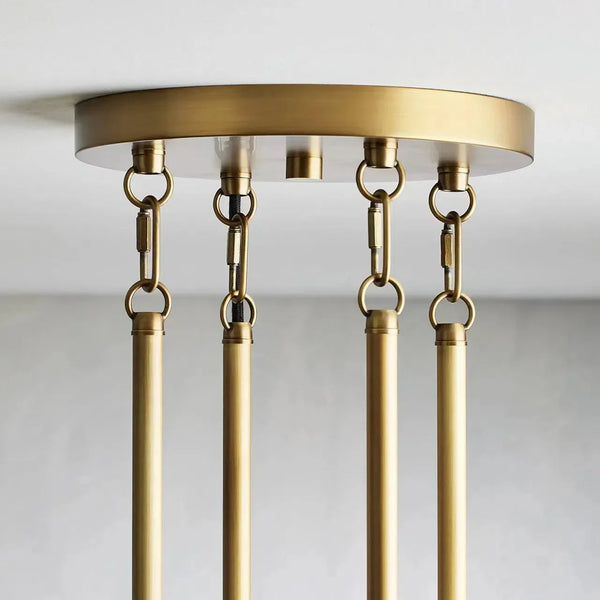 Andreas Round Chandelier Vintage Fluted Glass 10 or 12-Light Brass