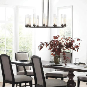 Andreas Round Chandelier Vintage Fluted Glass 10 or 12-Light Brass