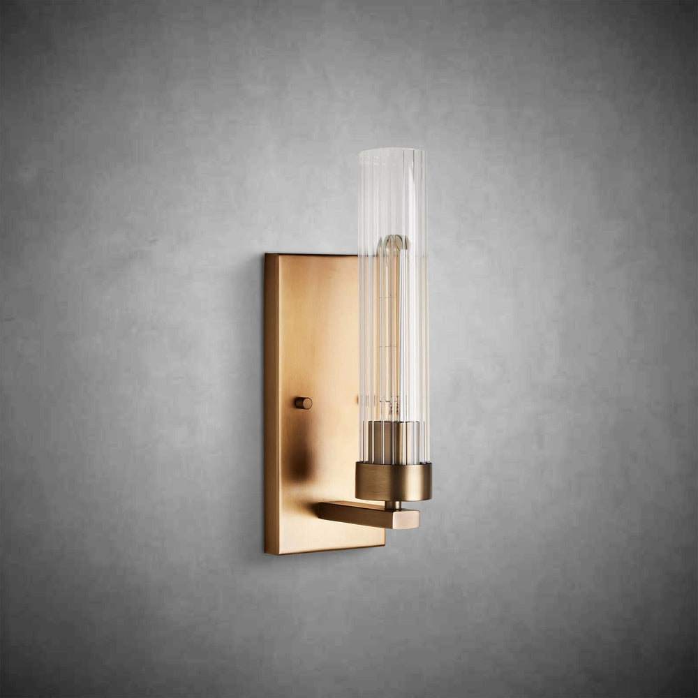 Andreas Vintage-Fluted Glass Wall Sconce in Brass Bronze Nickel