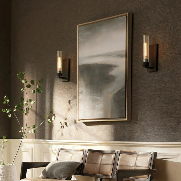 Andreas Vintage-Fluted Glass Wall Sconce in Brass Bronze Nickel