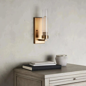 Andreas Vintage-Fluted Glass Wall Sconce in Brass Bronze Nickel