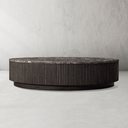 Mulholland Oak Wood & Stone Round Coffee Table