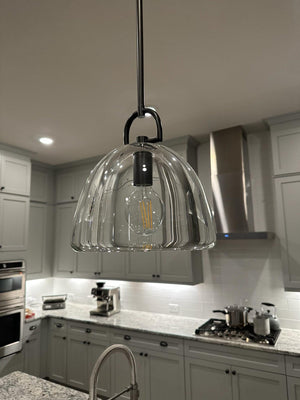 Botan Dome Crystal Pendant Light Vintage Brass Matte Black