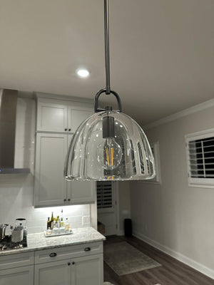 Botan Dome Crystal Pendant Light Vintage Brass Matte Black