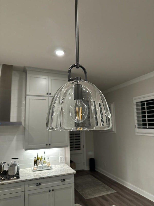 Botan Dome Crystal Pendant Light Vintage Brass Matte Black