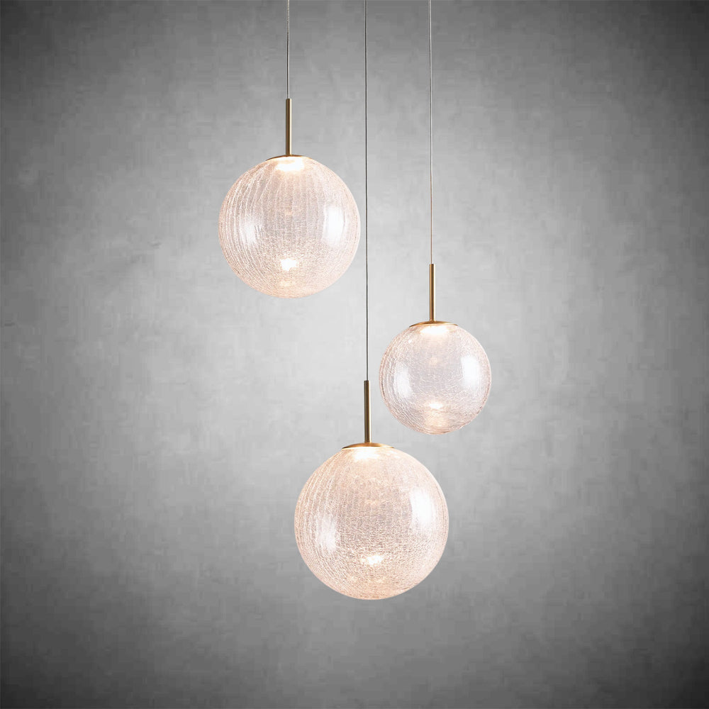 Casen Satin Brass Glass Globe LED Chandelier Multiple Sizes