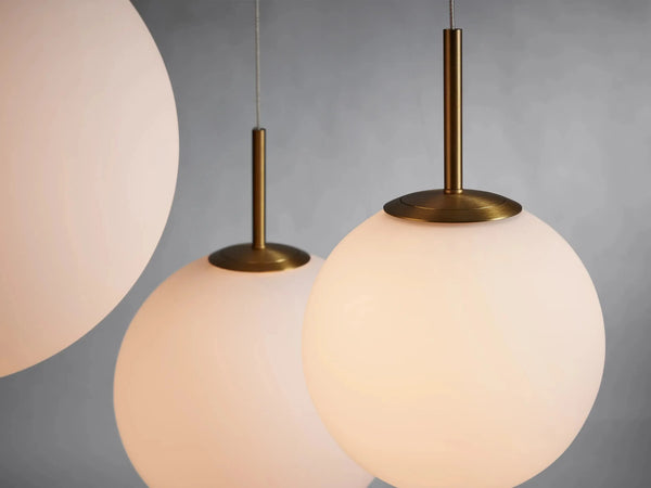 Casen Satin Brass Glass Globe LED Chandelier Multiple Sizes