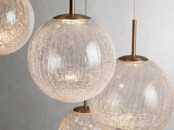 Casen Satin Brass Glass Globe LED Chandelier Multiple Sizes