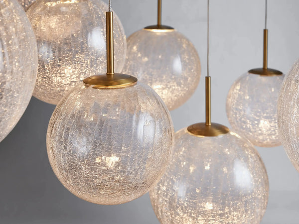 Casen Satin Brass Glass Globe LED Chandelier Multiple Sizes