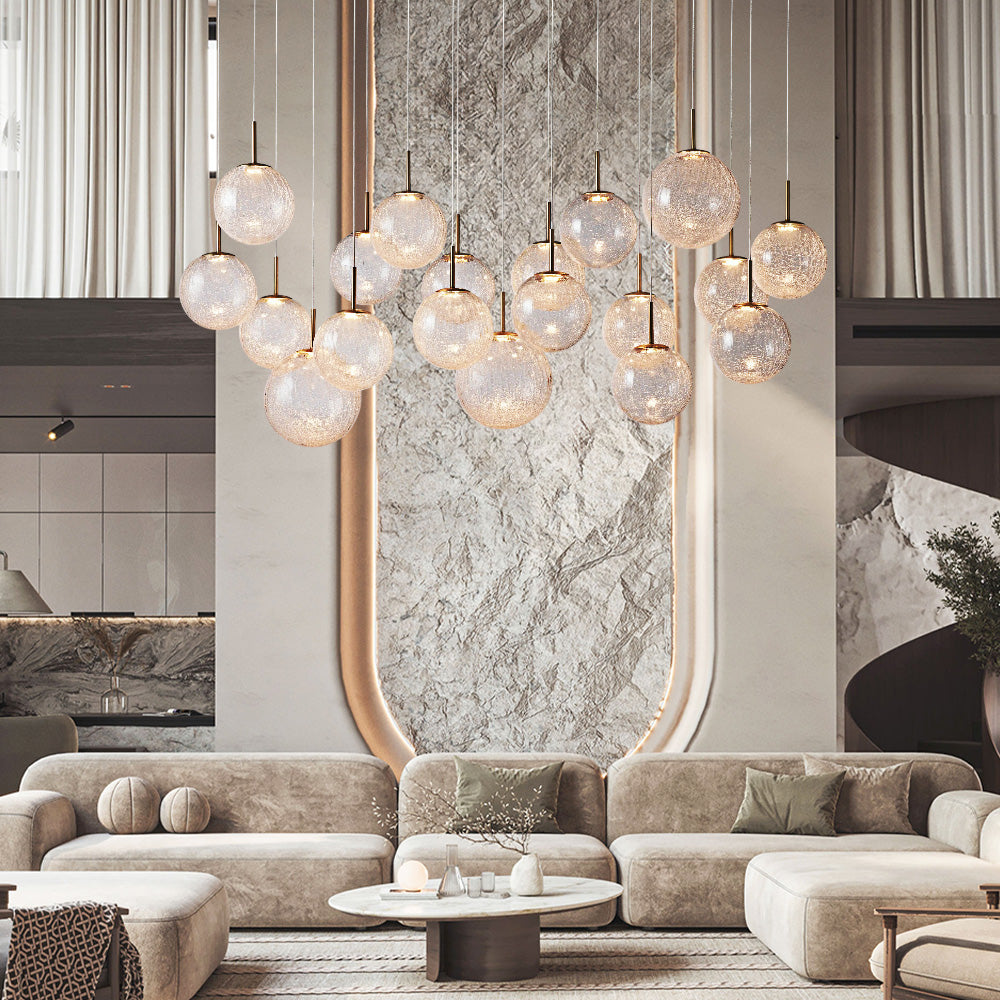 Casen Satin Brass Linear Chandelier with Mouth-Blown Glass Globes