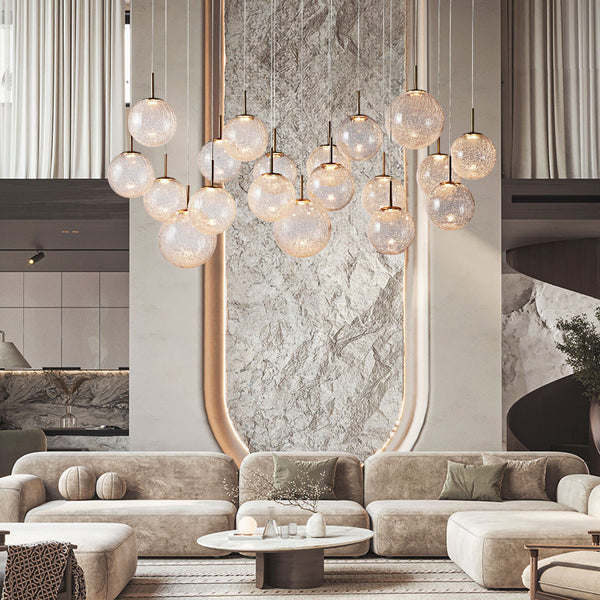 Casen Satin Brass Linear Chandelier with Mouth-Blown Glass Globes