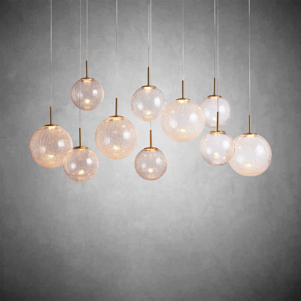 Casen Satin Brass Linear Chandelier with Mouth-Blown Glass Globes