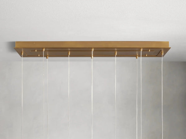 Casen Satin Brass Linear Chandelier with Mouth-Blown Glass Globes