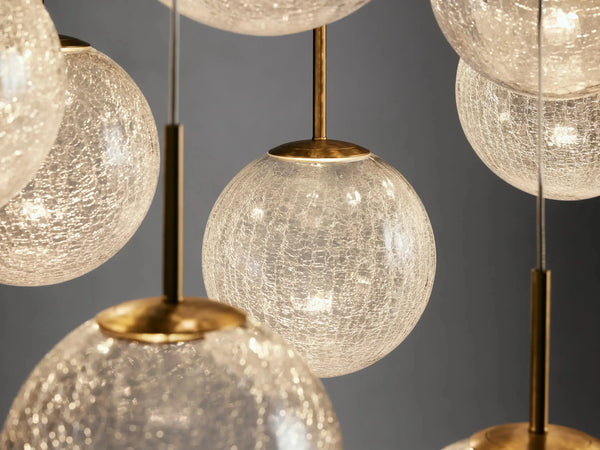 Casen Satin Brass Linear Chandelier with Mouth-Blown Glass Globes