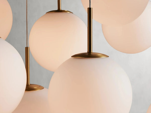 Casen Satin Brass Linear Chandelier with Mouth-Blown Glass Globes