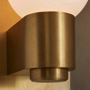 Casen Satin Brass Wall Sconce with Mouth-Blown Glass Globe