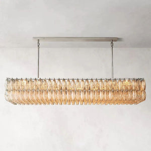 Chiara Clear Glass Rectangular Chandelier 74" For Living Room