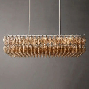 Chiara Glass Rectangular Chandelier 54" For Living Room