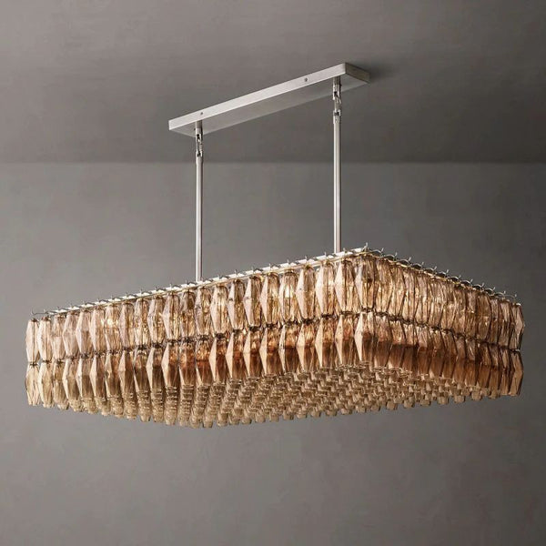 Chiara Glass Rectangular Chandelier 54" For Living Room