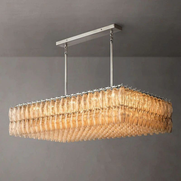 Chiara Glass Rectangular Chandelier 54" For Living Room