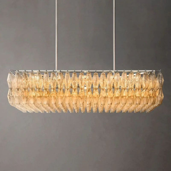 Chiara Glass Rectangular Chandelier 54" For Living Room