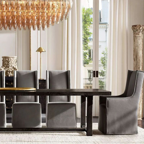 Chiara Smoke Glass Tiered Rectangular Chandelier 54" For Living Room