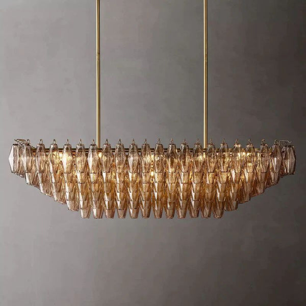 Chiara Smoke Glass Tiered Rectangular Chandelier 54" For Living Room