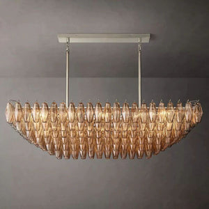 Chiara Smoke Glass Tiered Rectangular Chandelier 54" For Living Room