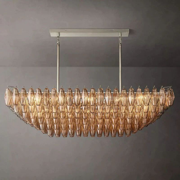 Chiara Smoke Glass Tiered Rectangular Chandelier 54" For Living Room
