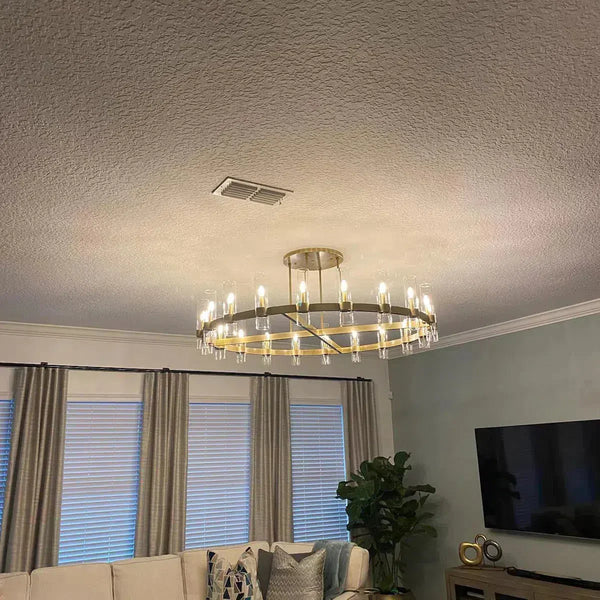 Lavelle 36-inch Round Blown Glass Chandelier with Brass Frame