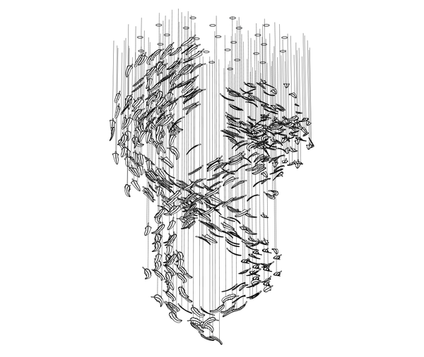 Feather Handblown Glass Chandelier