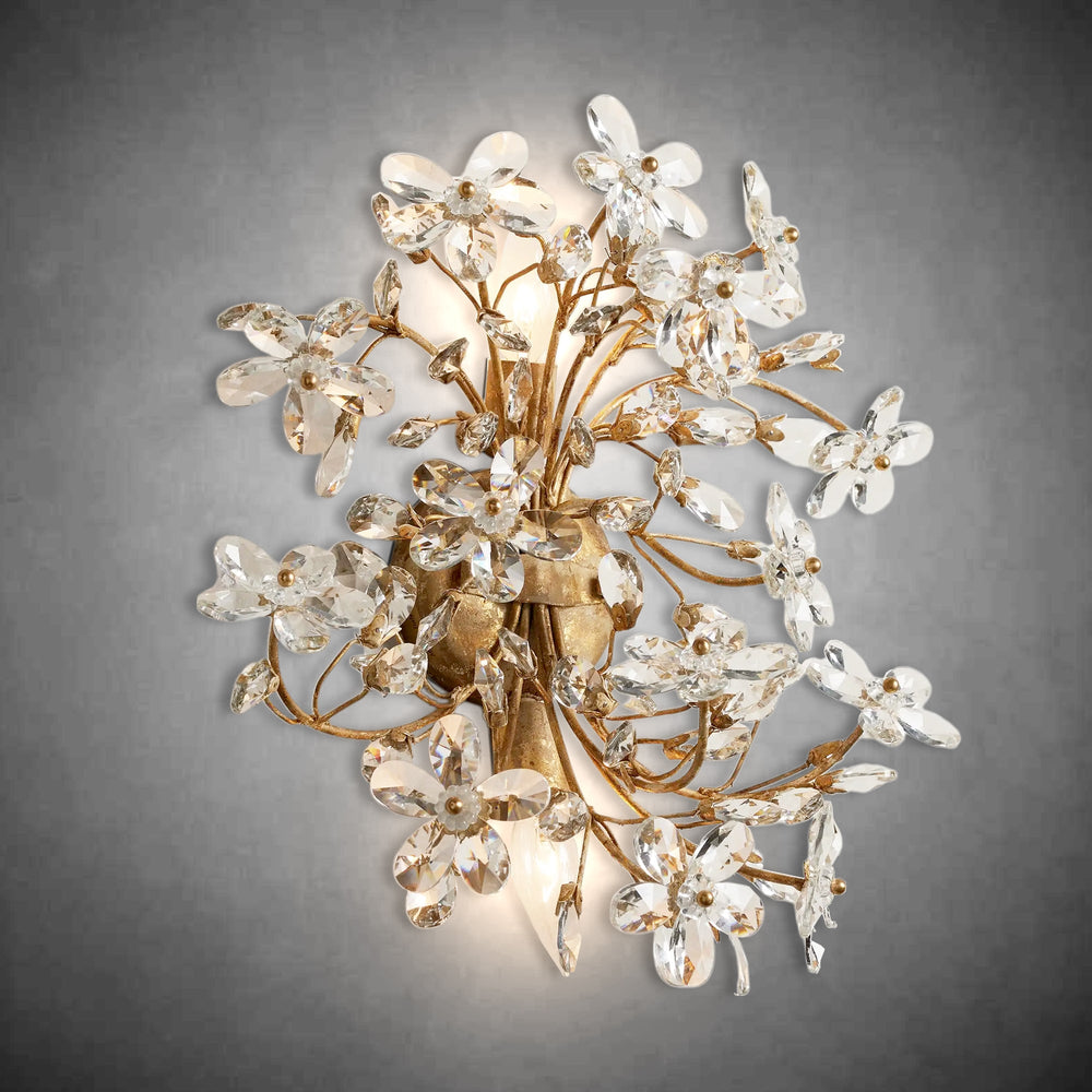 Fiore 2-Light Crystal Floral Wall Sconce Italian Hand-Finished Lighting